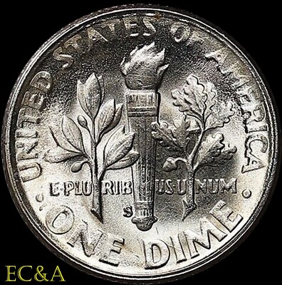 1950-S dime with inverted S mintmark showing traces of upside-down S beneath corrected mintmark